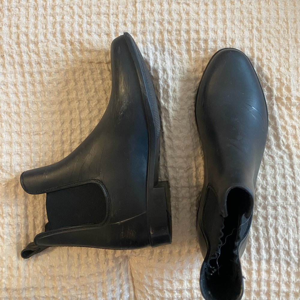 Black rain boots